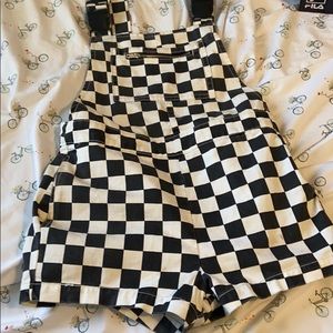 Checkered Print Overalls